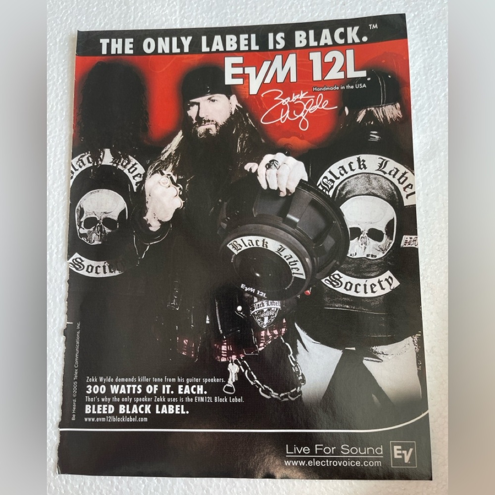 Black Label Society Zakk Wylde EVM speakers ad